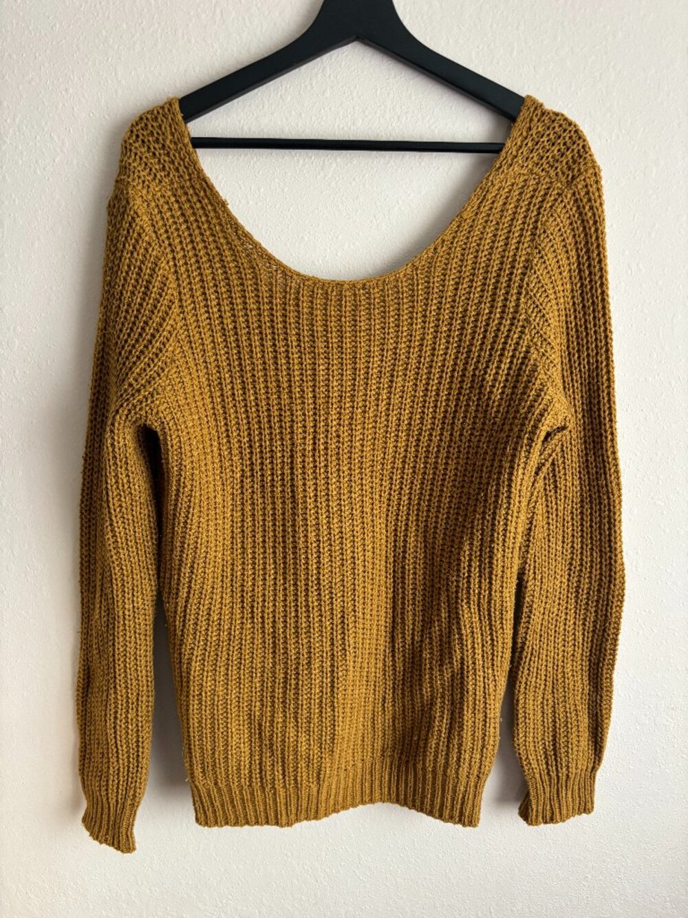 Leith Off The Shoulder Mustard Yellow Sweater